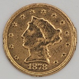 1878-S United States Liberty Head Coronet Type Quarter Eagle $2.50 Gold Coin