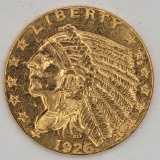 1926 United States Indian Head Type Quarter Eagle $2.50 Gold Coin
