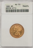1880 United States Liberty Head Coronet Type Half Eagle $5.00 Gold Coin ANACS AU 50 BREEN-6710