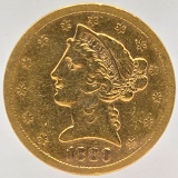 1880-S United States Liberty Head Coronet Type Half Eagle $5.00 Gold Coin