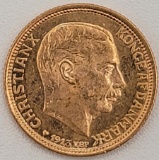 1913 Denmark 10 Kroner Gold Coin