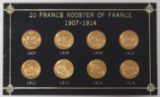 1907-1914 France 20 Francs Rooster Uncirculated Gold Coin Set