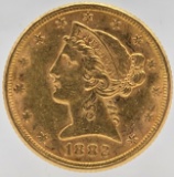 1882 United States Liberty Head Coronet Type Half Eagle $5.00 Gold Coin