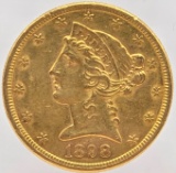 1898-S United States Liberty Head Coronet Type Half Eagle $5.00 Gold Coin
