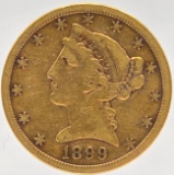 1899-S United States Liberty Head Coronet Type Half Eagle $5.00 Gold Coin