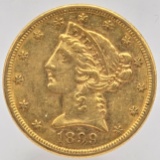 1899-S United States Liberty Head Coronet Type Half Eagle $5.00 Gold Coin