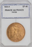 1908-A France 100 Francs Gold Coin PCI EF-40