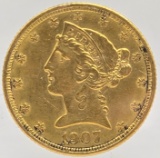 1907 United States Liberty Head Coronet Type Half Eagle $5.00 Gold Coin