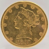 1887-S United States Liberty Head Coronet Type Eagle $10.00 Gold Coin