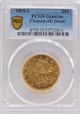 1905-S United States Liberty Head Coronet Type Eagle $10.00 Gold Coin PCGS Genuine Cleaned AU Detail