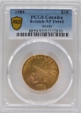 1908 United States Indian Head Type With Motto Eagle $10.00 Gold Coin PCGS Genuine Scratch XF Detail