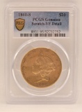 1860-S United States Liberty Head Double Eagle $20.00 Gold Piece PCGS Genuine Scratch VF Detail