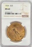 1924 United States Saint-Gaudens Double Eagle $20.00 Gold Piece NGC MS 62