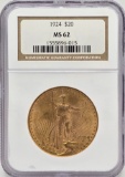 1924 United States Saint-Gaudens Double Eagle $20.00 Gold Piece NGC MS 62