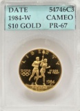 1984-W United States Los Angeles Olympiad $10 Gold Commemorative Proof Coin Accugrade PR 67 Cameo