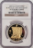 2009 Isle of Man One Noble Bi-Metallic 1 Ounce Gold Proof Coin NGC PF-70 Ultra Cameo