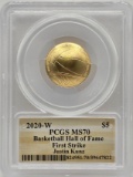 2020-W United States Basketball Hall Of Fame $5 Gold Commemorative Uncirculated Coin PCGS MS 70