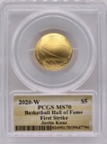 2020-W United States Basketball Hall Of Fame $5 Gold Commemorative Uncirculated Coin PCGS MS 70