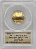 2020-W United States Basketball Hall Of Fame $5 Gold Commemorative Proof Coin PCGS PF 70 DCAM