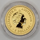 2006 Australia Year Of The Dog 1/20th Ounce .9999 Fine Gold 5 Dollar Coin