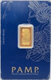 Swiss PAMP 5 Gram .9999 Fine Gold Bar In Original Packaging
