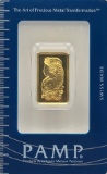 Swiss PAMP 10 Gram .9999 Fine Gold Bar In Original Packaging
