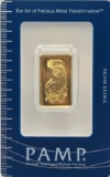 Swiss PAMP 10 Gram .9999 Fine Gold Bar In Original Packaging