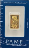 Swiss PAMP 10 Gram .9999 Fine Gold Bar In Original Packaging