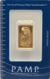 Swiss PAMP 10 Gram .9999 Fine Gold Bar In Original Packaging
