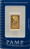 Swiss PAMP 10 Gram .9999 Fine Gold Bar In Original Packaging