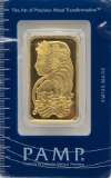 Swiss PAMP One Troy Ounce .9999 Fine Gold Bar In Original Packaging