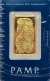 Swiss PAMP One Troy Ounce .9999 Fine Gold Bar In Original Packaging