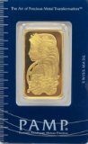 Swiss PAMP One Troy Ounce .9999 Fine Gold Bar In Original Packaging