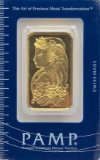 Swiss PAMP One Troy Ounce .9999 Fine Gold Bar In Original Packaging