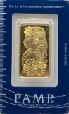 Swiss PAMP One Troy Ounce .9999 Fine Gold Bar In Original Packaging