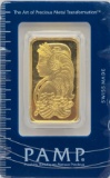 Swiss PAMP One Troy Ounce .9999 Fine Gold Bar In Original Packaging