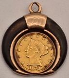 1878 United States $2.50 Quarter Eagle Liberty Head Gold Coin Claw Pendant