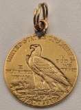 1914-D United States $2.50 Quarter Eagle Indian Head Gold Coin With Attached Bail