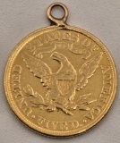 1866-1908 United States $5 Half Eagle Liberty Head Gold Coin Love Token With Attached Bail