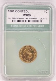 1861 CSA Goldine Robert Bashlow Restrike 1 Cent Coin NTC MS 69