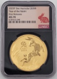2023 P Australia Year Of The Rabbit $200 Two Ounce .9999 Fine Gold Coin NGC MS 70