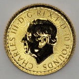 2023 British 10 Pound Britannia 1/10th Troy Ounce Gold Coin (King Charles III Obverse)