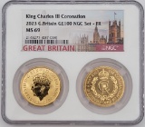 2023 Great Britain King Charles III Coronation Gold 2-Coin Set NGC MS 69 (2 Ounces .999 Fine Gold)