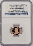 2011 South Africa 1/10 Ounce Gold Krugerrand Proof Coin NGC PF 69 Ultra Cameo Early Releases