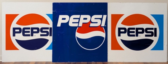(3) 35in Pepsi-Cola Metal Advertising Signs