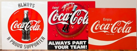 (3) Coca-Cola Metal Advertising Signs