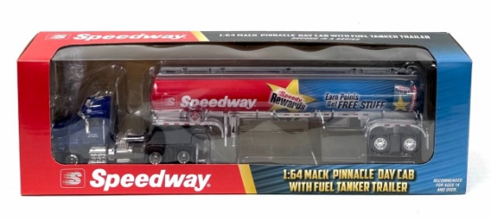 1st Gear 1:64 Speedway Mack Pinnacle Day Cab with Fuel Tanker Trailer in Box