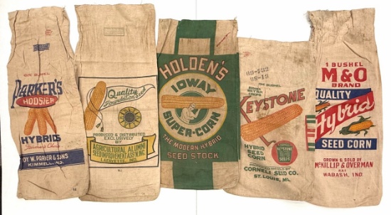 (5) Canvas Advertising Hybrid Seed Corn Sacks
