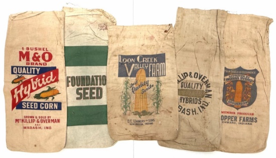 5) Canvas Advertising Hybrid Seed Corn Sacks.