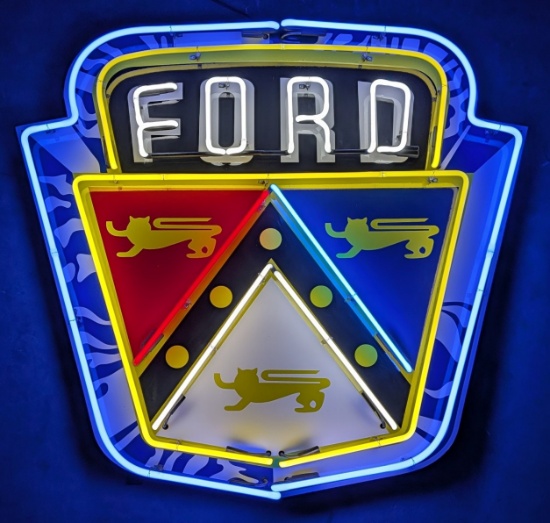 Ford Jubilee Crest 4-Color Neon Sign with Backing 48in x 44in